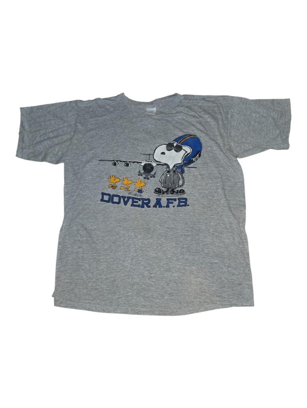 Vintage Snoopy Dover A.F.B. Graphic Single Stitch T‑Shirt - Gray Size L